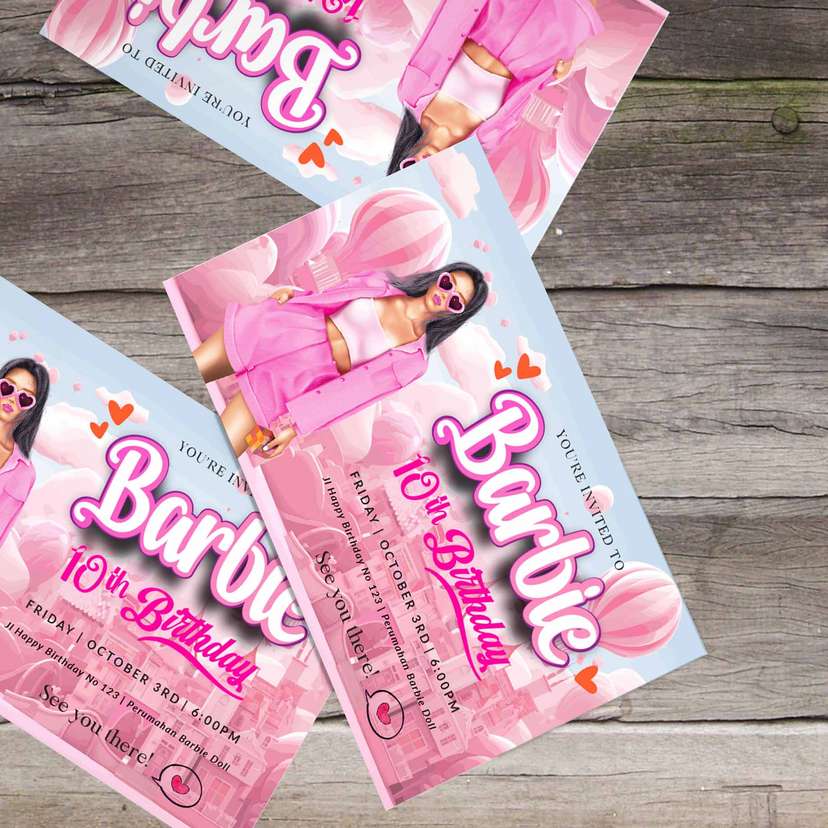 Undangan Ulang Tahun Tema Barbie - Image 1