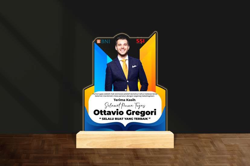 Dream LED Acrylic Purna Tugas Pensiun Tema Warna Kuning Biru - Image 1