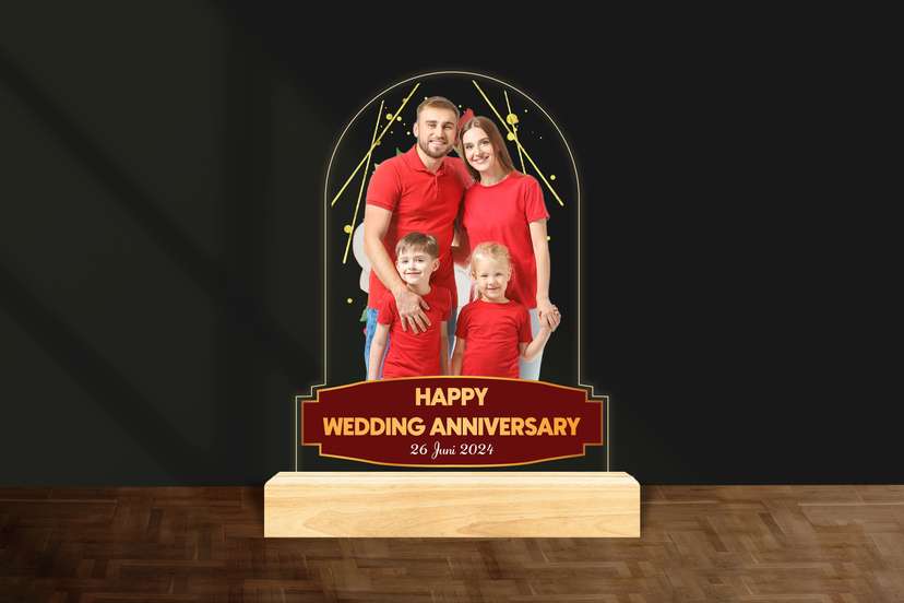 Dream LED Acrylic Wedding Anniversary Keluarga Tema Warna Merah - Image 1