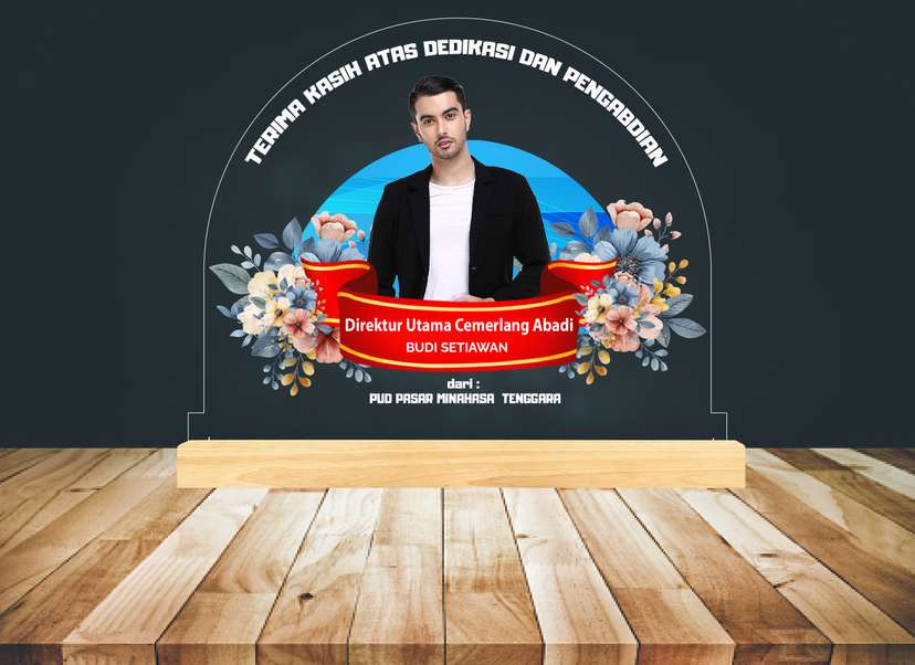 Dream LED Acrylic Ucapan Terima Kasih Tema Biru Merah - Image 1