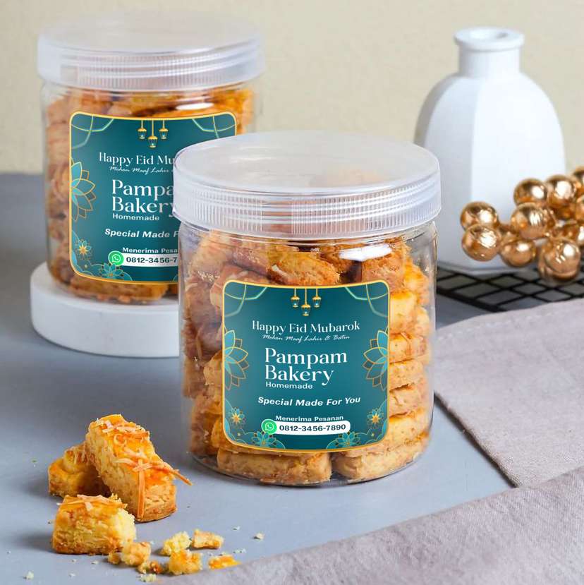 Stiker Toples Lebaran Idul Fitri Tema Hijau Tua dan Emas - Image 1