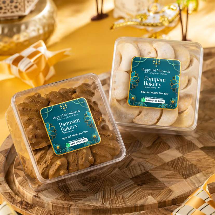 Stiker Toples Lebaran Idul Fitri Tema Hijau Tua dan Emas - Image 2