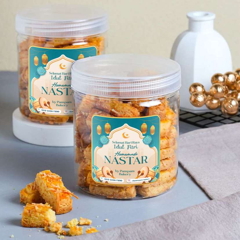 Stiker Toples Lebaran Idul Fitri Tema Emas, Hijau, dan Biru - Image 1