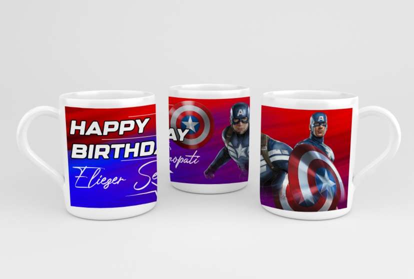 Desain Mug ulang Tahun Tema Captain Amerika - Image 1
