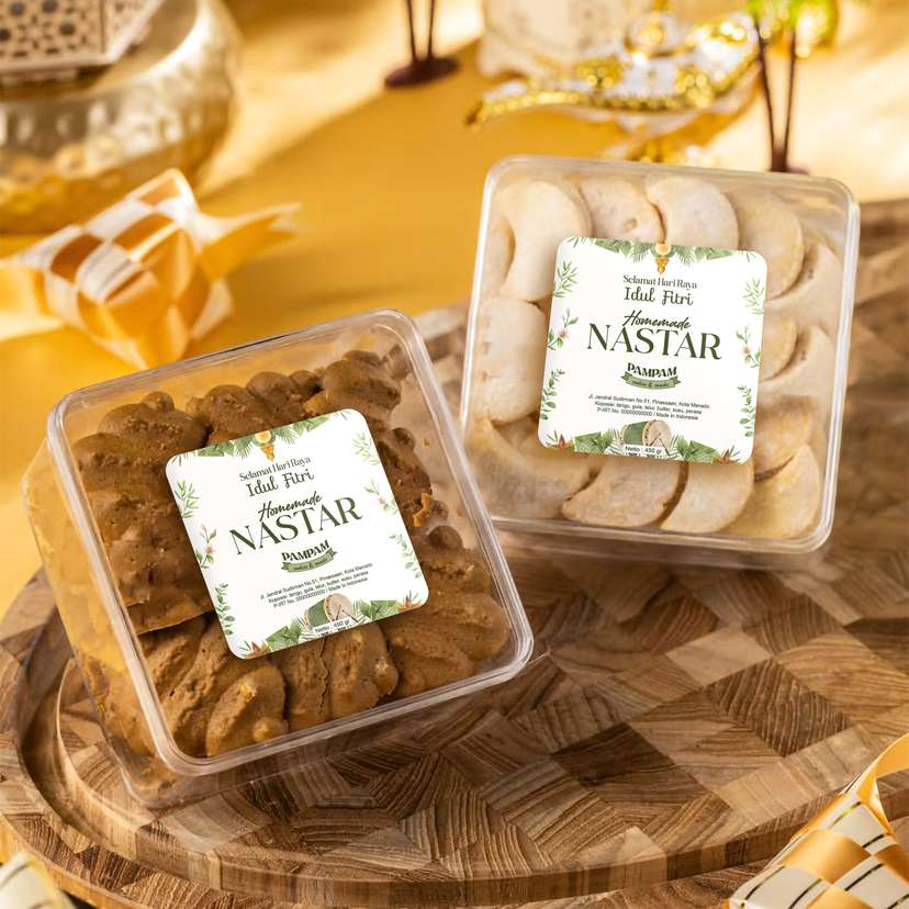 Stiker Toples Lebaran Idul Fitri Tema putih, hijau dan emas  - Image 2