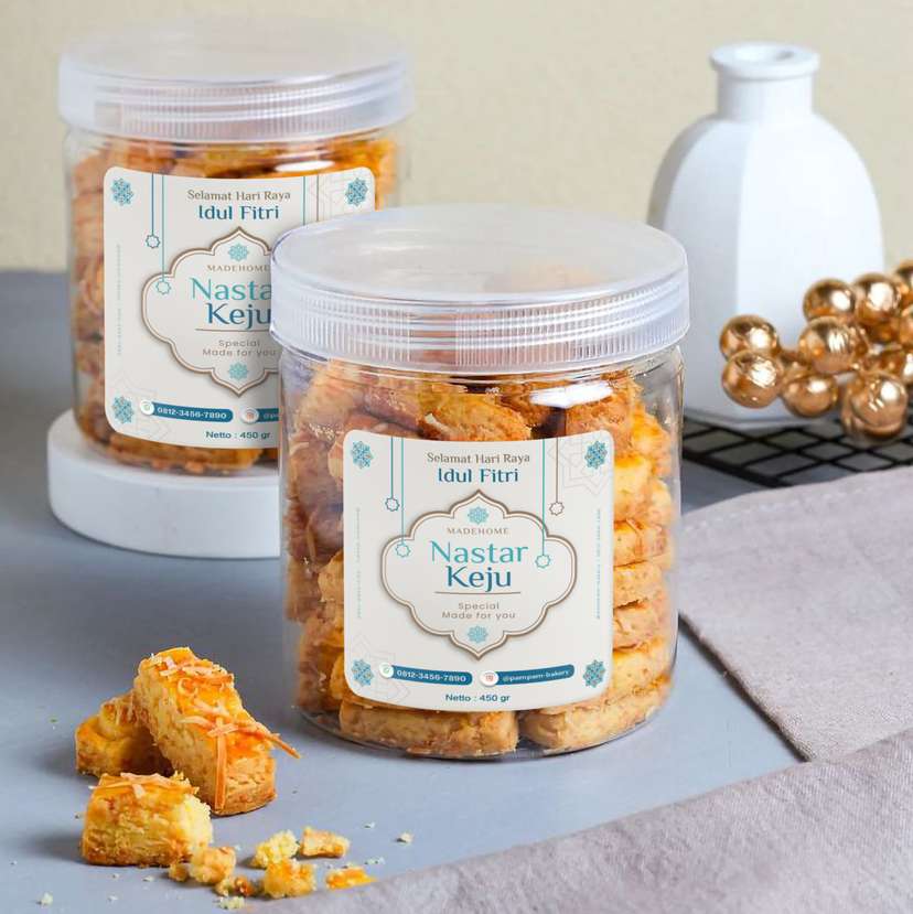 Stiker Toples Lebaran Idul Fitri Tema Putih, Krem, dan Biru - Image 1