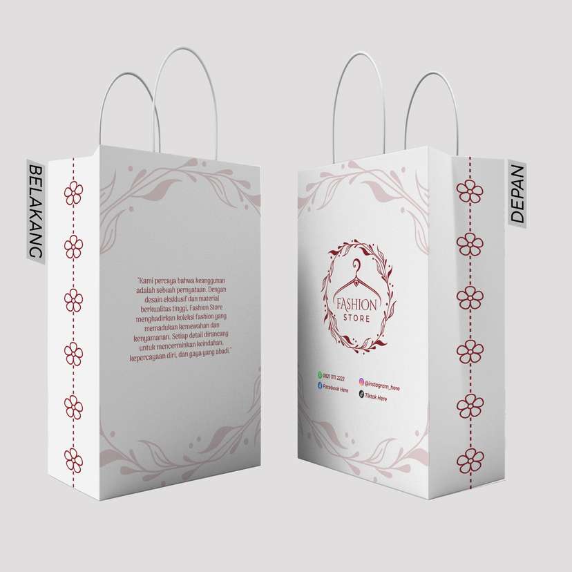 Paper Bag Tema Fashion Brand Tema Putih Merah - Image 1