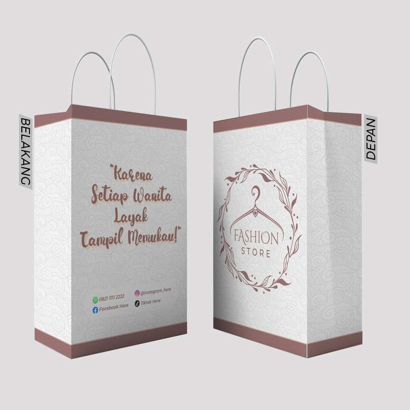 Paper Bag Tema Fashion Pattern Batik Putih Coklat - Image 1