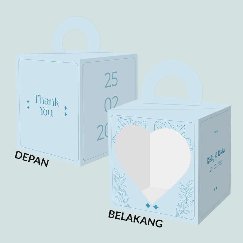 Box Kotak Souvenir Pernikahan Tema Biru Muda - Image 1