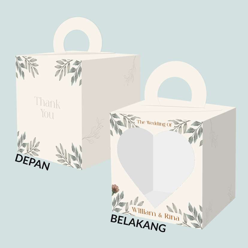 Box Kotak Souvenir Pernikahan Tema Cream Bunga - Image 1