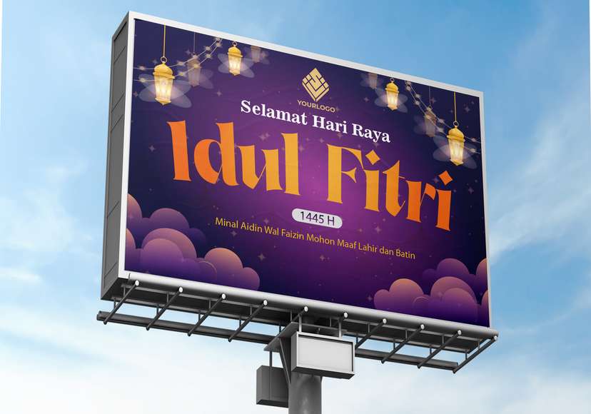 Baliho Idul Fitri Tema Ungu Kuning - Image 1
