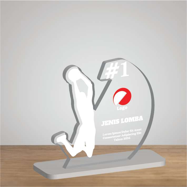 Plakat Penghargaan Akrilik Custom Bola Basket - Image 1