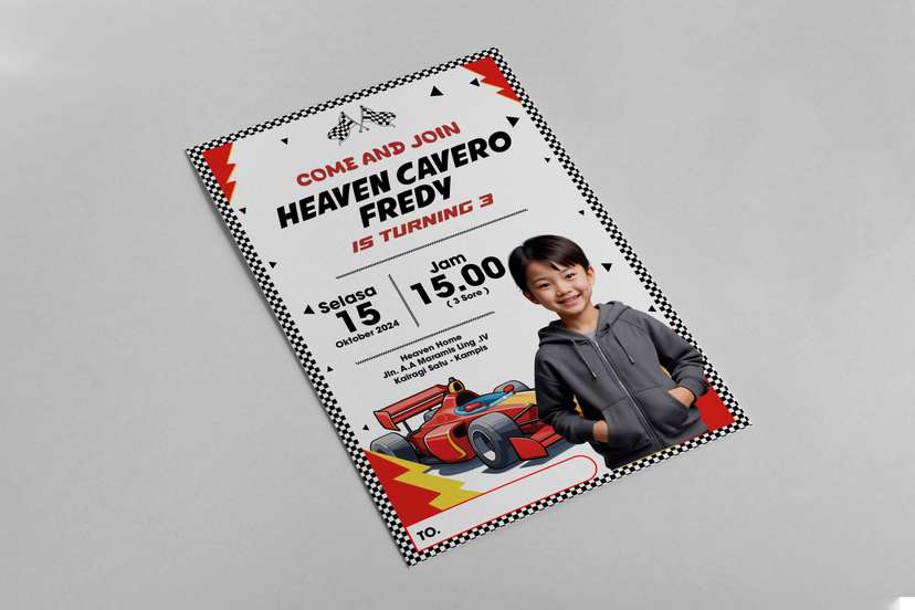 Undangan Ulang Tahun Anak Tema Race Mobil - Image 1