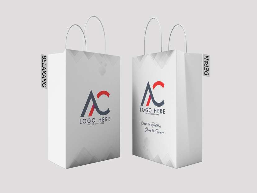 Paper Bag Design Simple Polos Putih Abu - Image 1