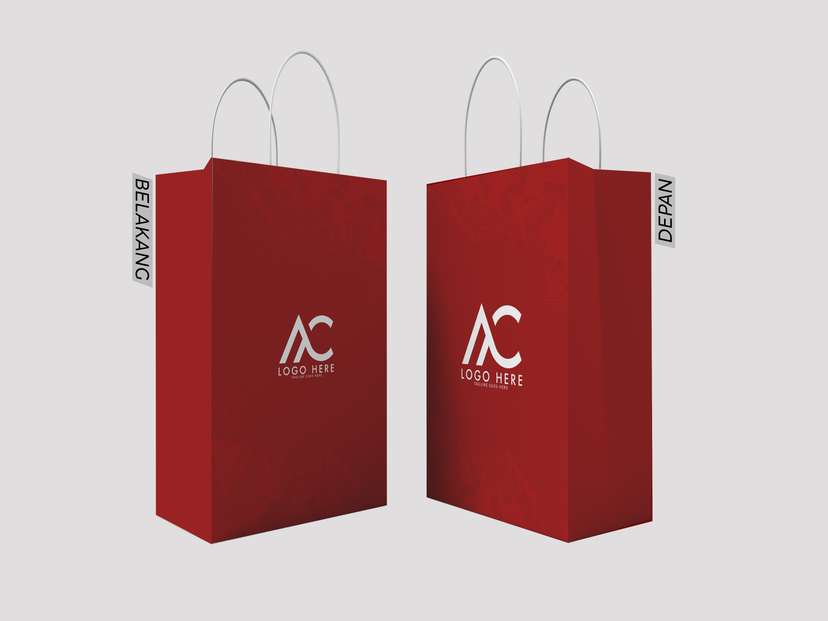 Paper Bag Design Simple Merah Pattern Polos - Image 1