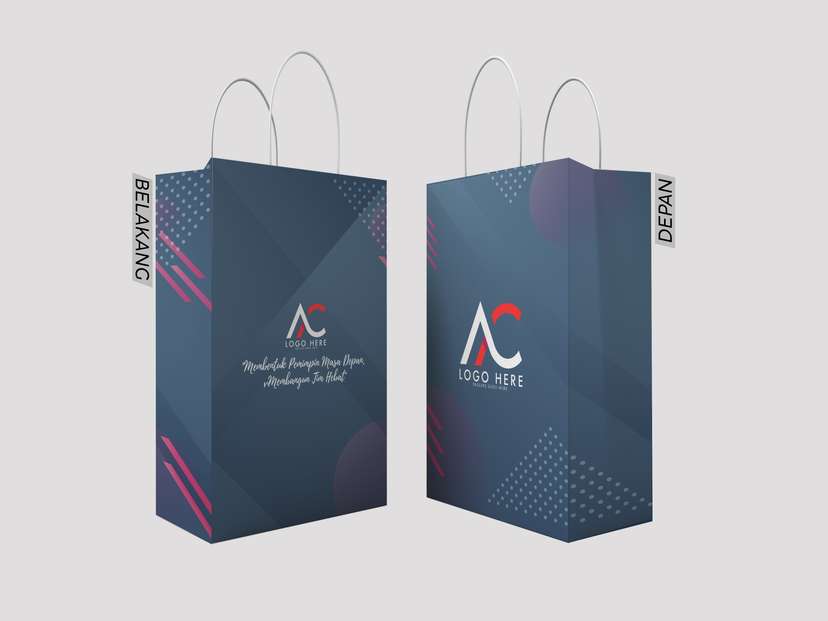 Paper Bag Design Simple Biru Tua Gradasi - Image 1