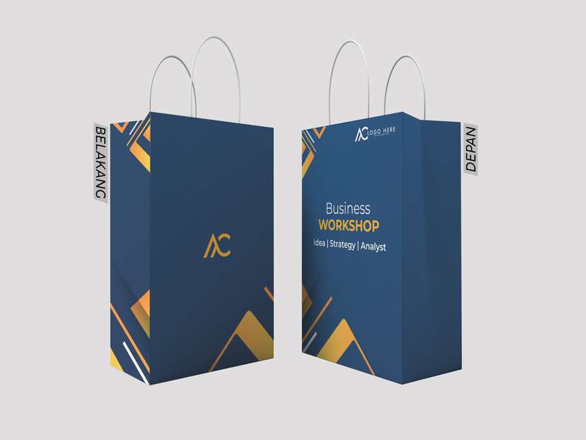Paper Bag Design Simple Biru Kuning Gradasi - Image 1