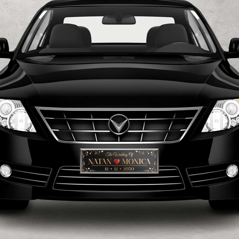 Wedding Plat Tema Floral Hitam Emas  - Image 1