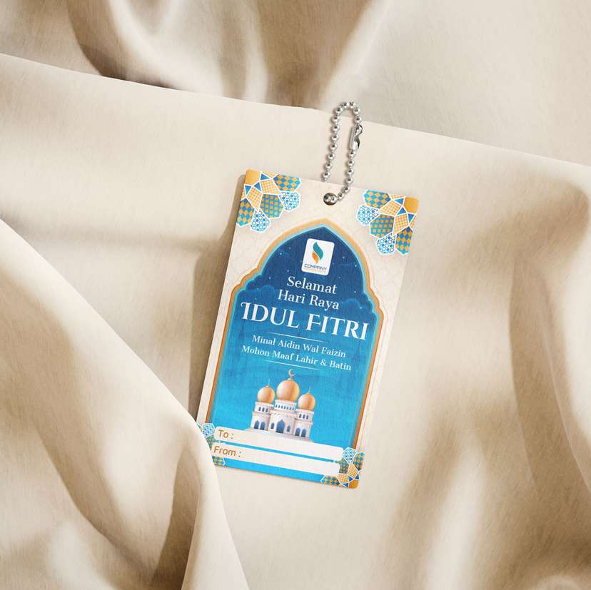 Hang Tag Lebaran Tema Krem Biru - Image 1