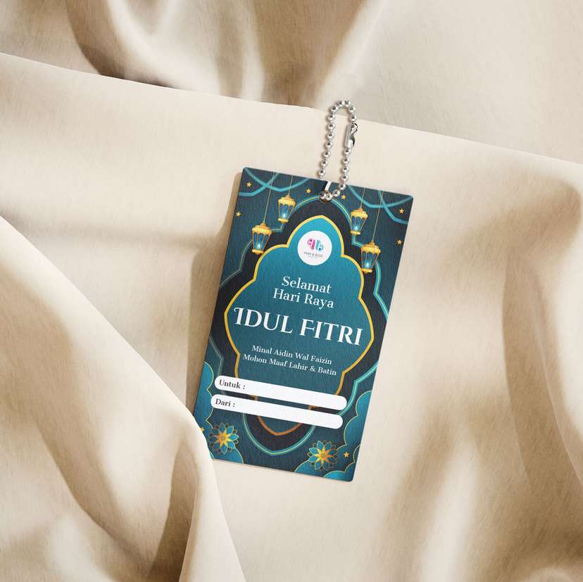 Hang Tag Lebaran Tema Biru Tua Emas - Image 1