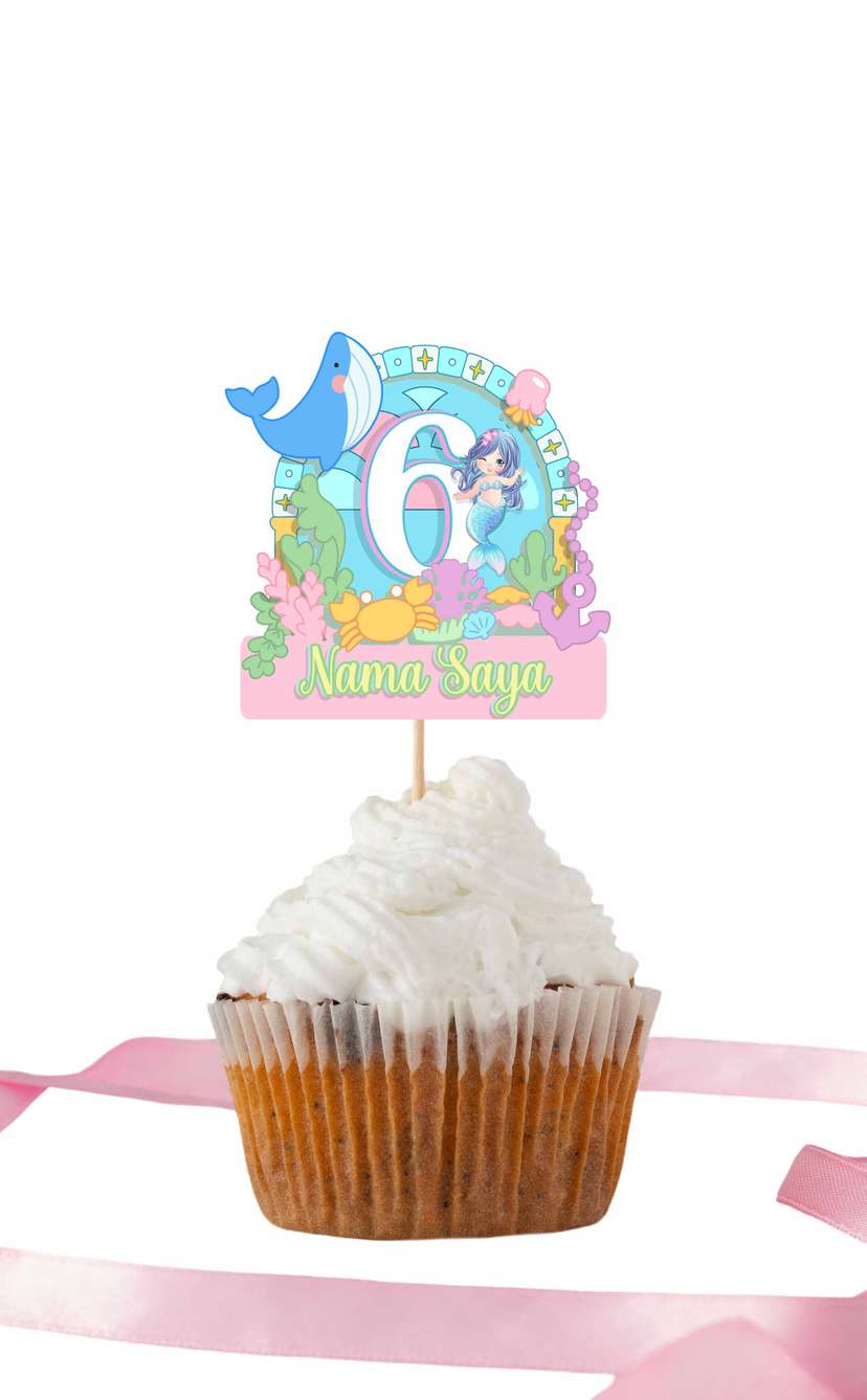 Topper Ulang Tahun Tema Mermaid - Image 1