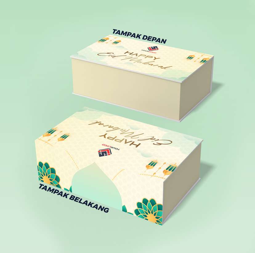 Box Hard Cover Hampers Idul Fitri Krem Hijau - Image 1