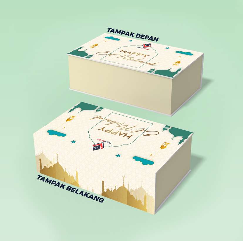 Box Hard Cover Hampers Idul Fitri HIjau Gold  - Image 1