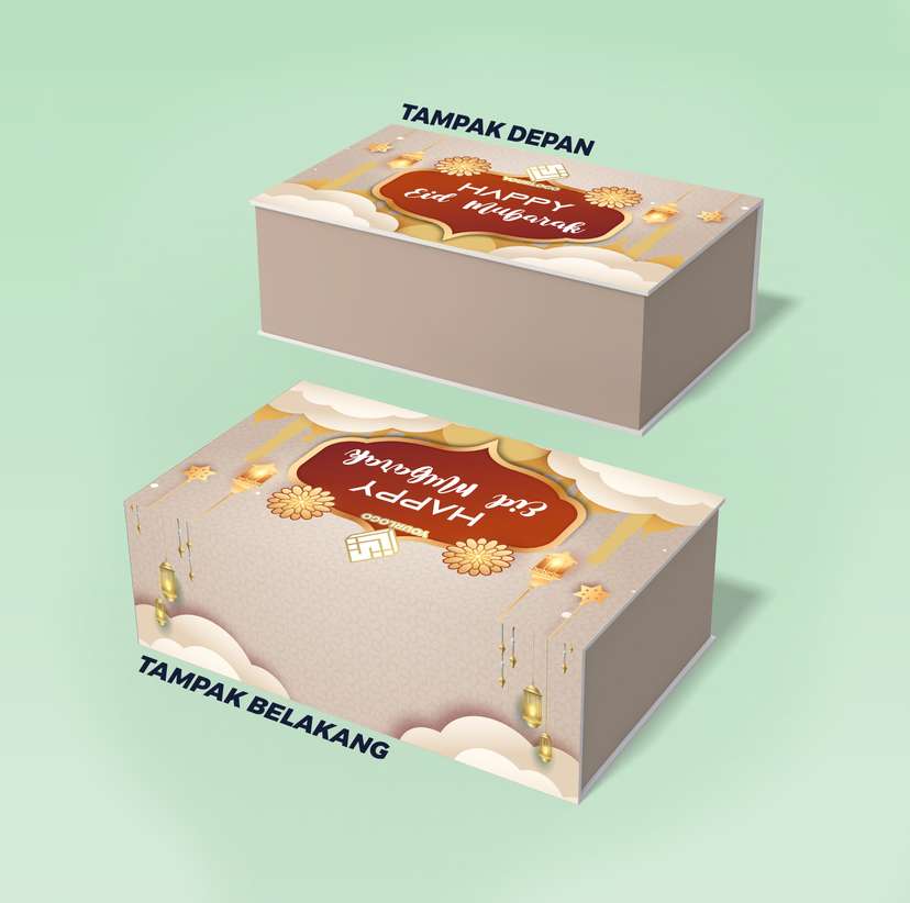Box Hard Cover Hampers Idul Fitri Krem Merah - Image 1