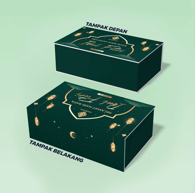 Box Hard Cover Hampers Idul Fitri Hijau Gold - Image 1