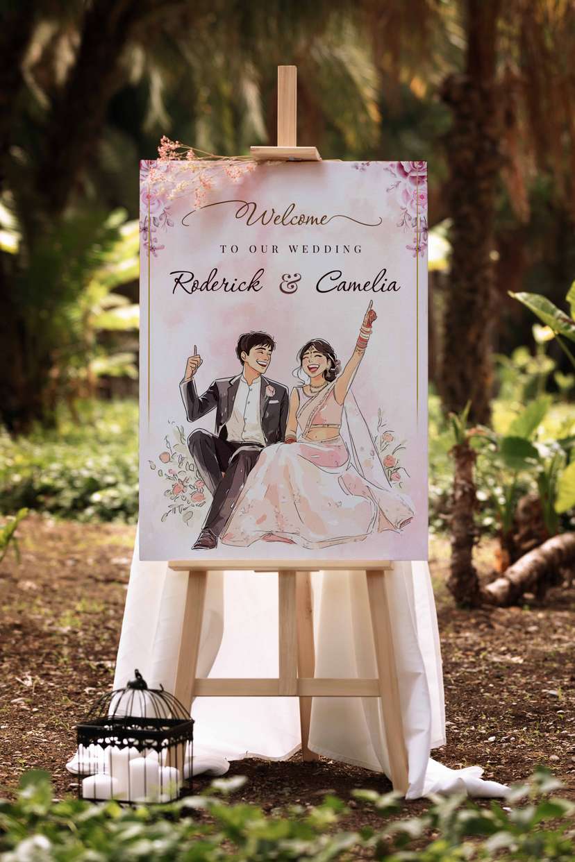 Wedding Welcome Sign Pink - Image 1