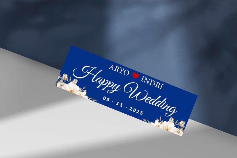 Wedding Plat Bunga Putih Biru - Image 1