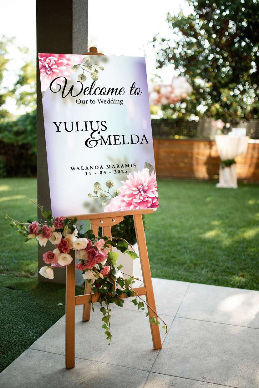 Welcome Sign Ungu Bunga - Image 1