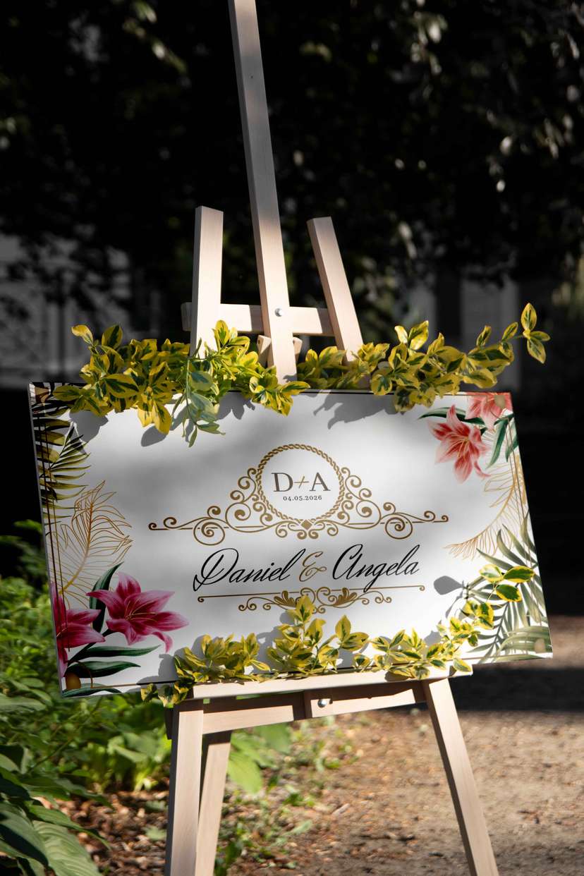 Wedding Welcome Sign Flower Theme - Image 1