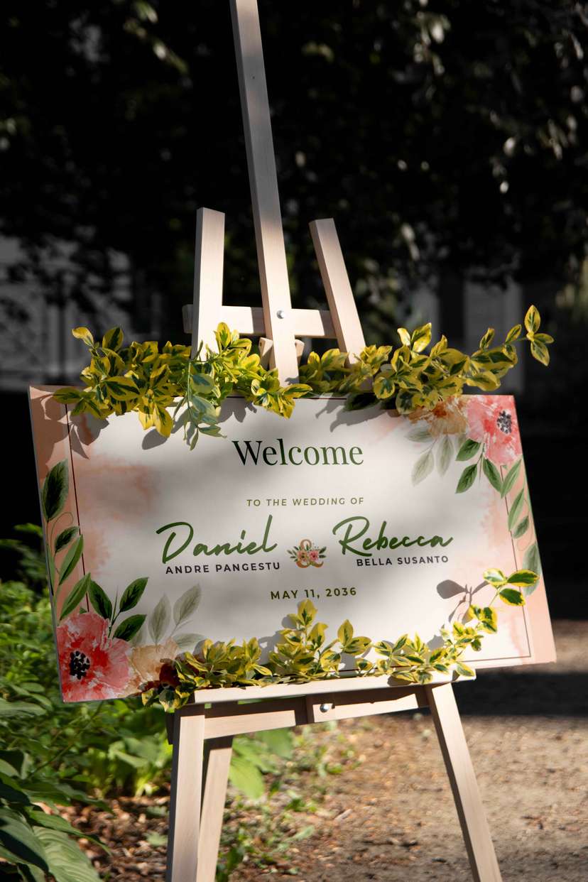 Wedding Welcome Sign Floral Theme - Image 1