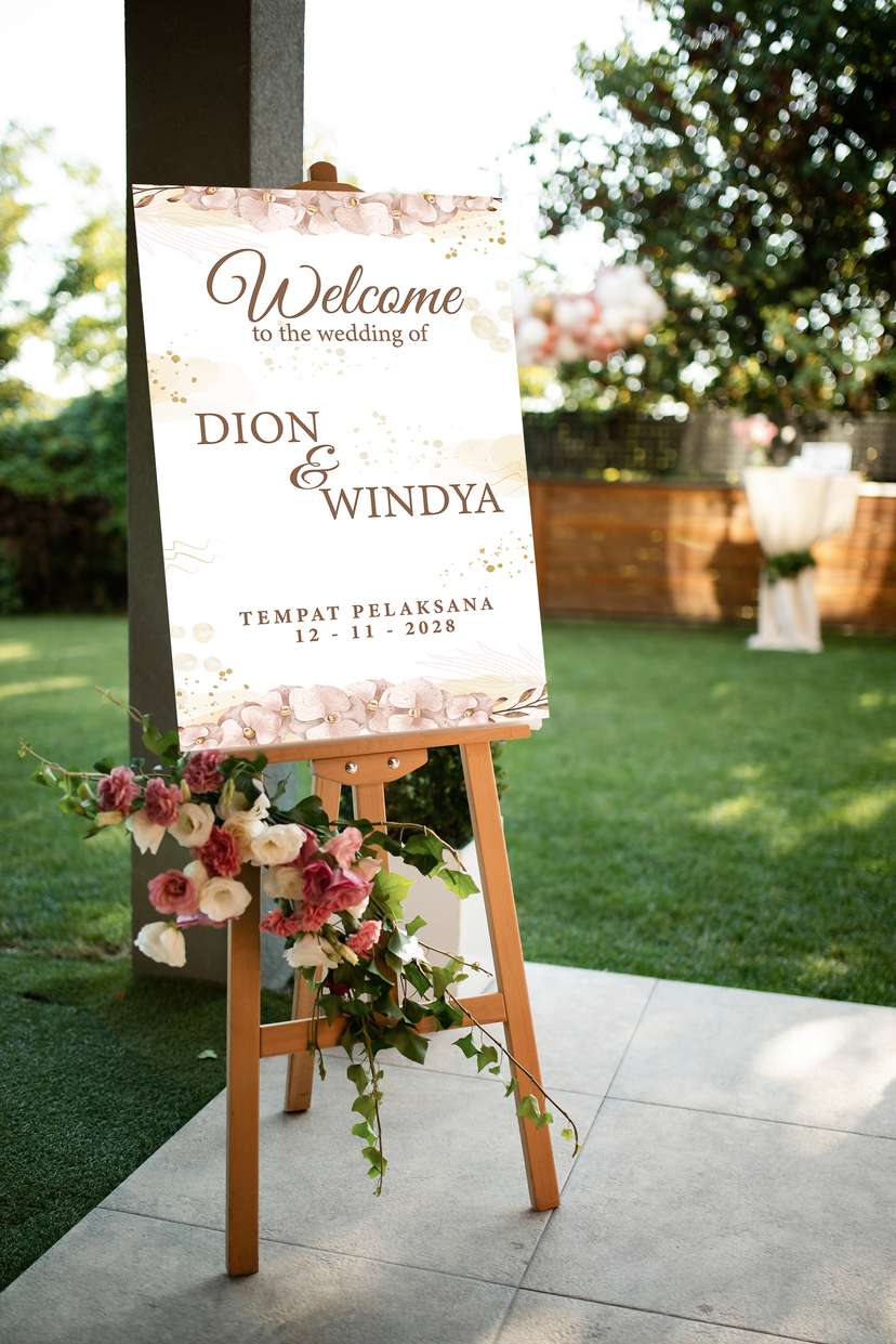 Welcome Sign Coklat Bunga - Image 1