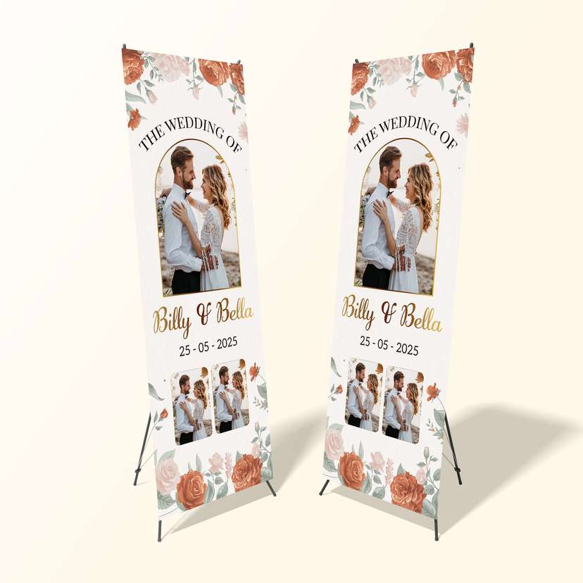 X Banner Wedding Simple Merah Soft - Image 1