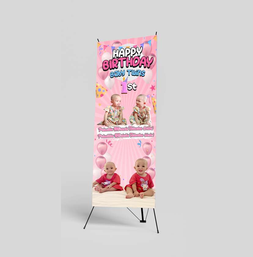 X Banner ulang tahun Tema pink - Image 1