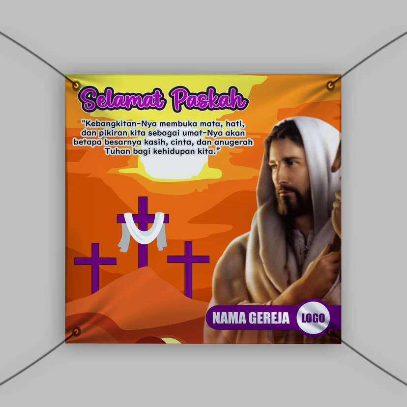 Baliho Paskah Dengan Tuhan Yesus Thema Sore Hari - Image 1