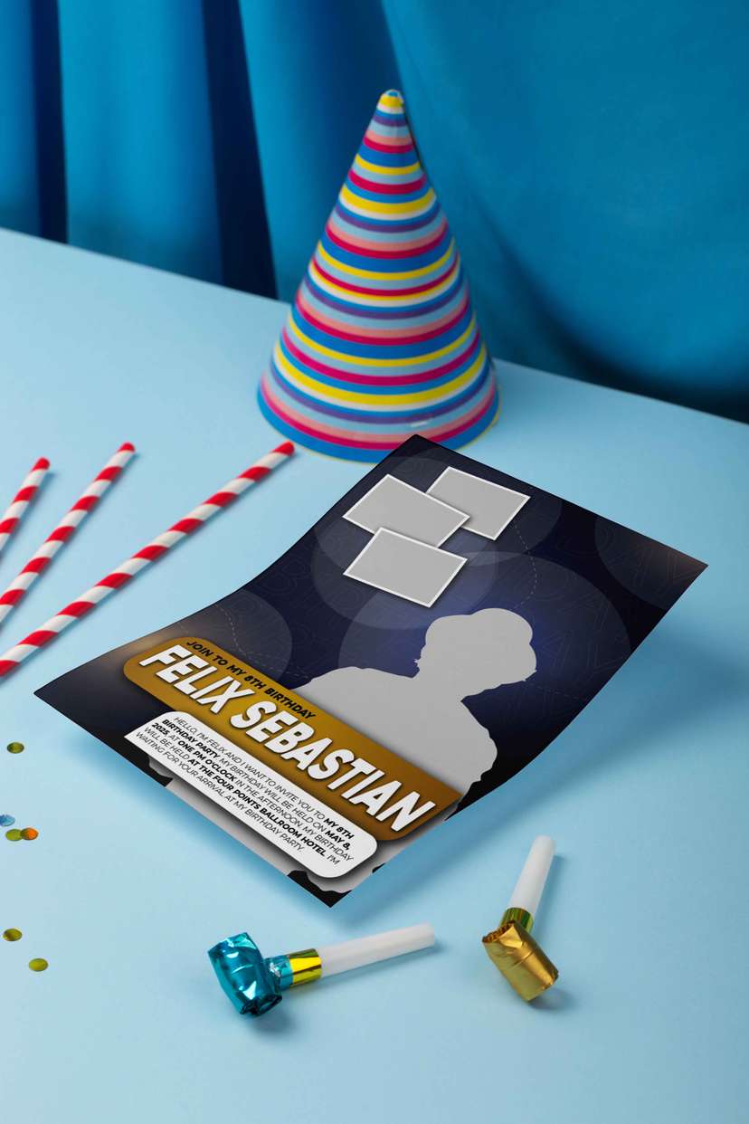 Shiny Blue Birthday Invitation - Image 1