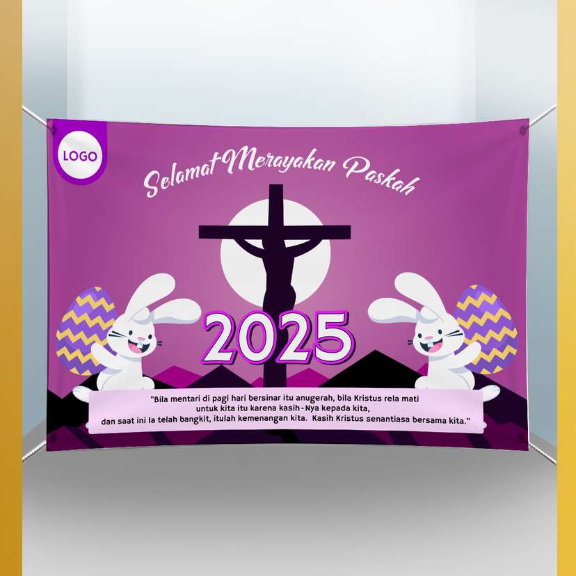 Baliho Paskah Ungu Dengan Kelinci - Image 1
