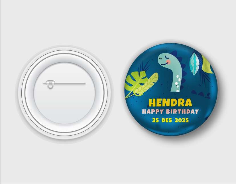 Design Pin Peniti Birthda Party Tema Dinosaurus - Image 1