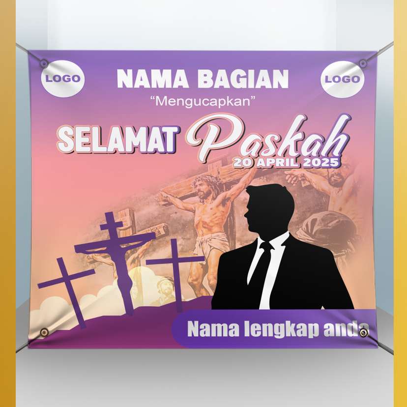 Baliho Paskah Kata Ucapan Perorangan Latar Ungu - Image 1