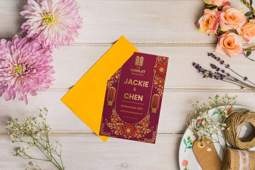 Undangan Sangjit Simple Maroon - Image 1