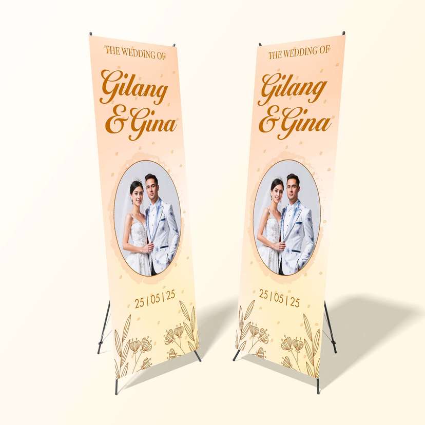 X Banner Wedding Simple Krem Orange - Image 1