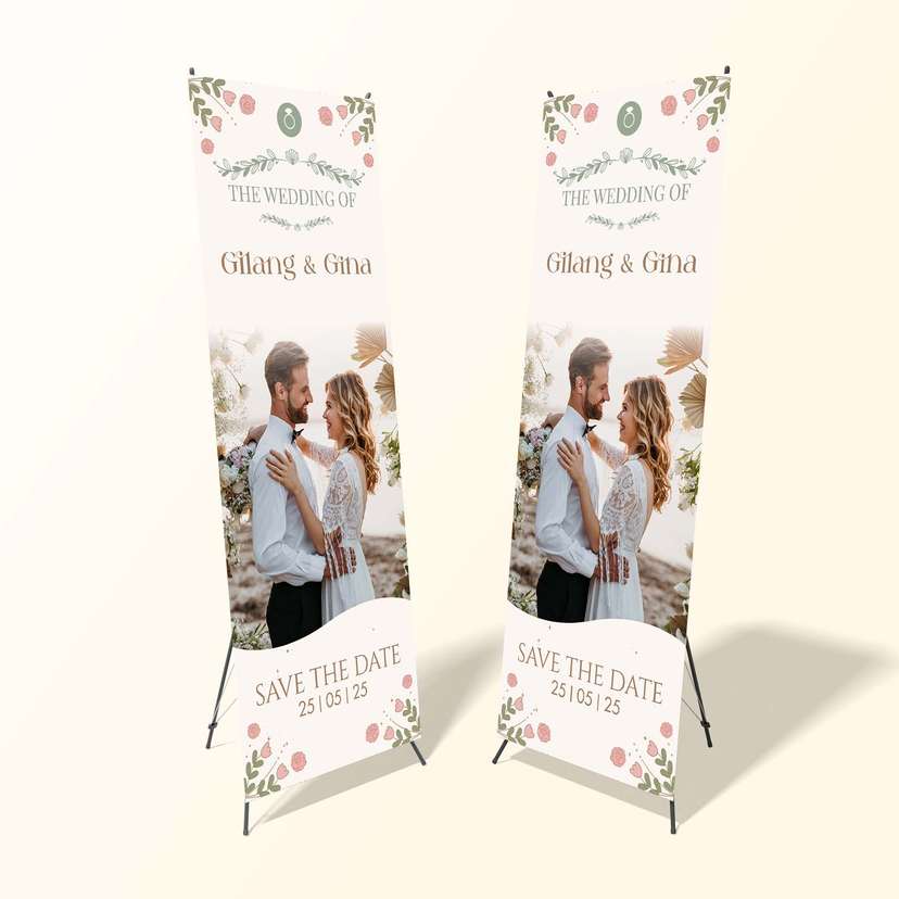 X Banner Wedding Simple Soft White - Image 1