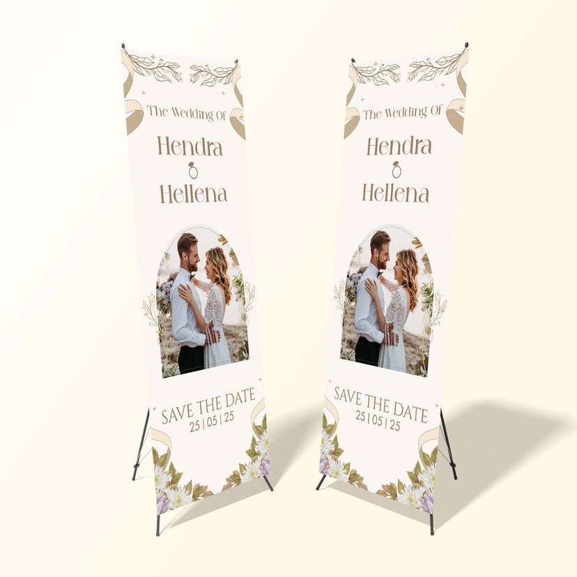 X Banner Pernikahan Simple Krem - Image 1