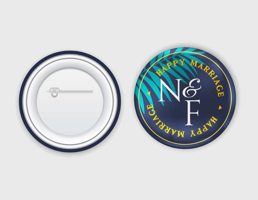 Pin Pernikahan N & F - Elegan dengan Palem Tropis - Image 1