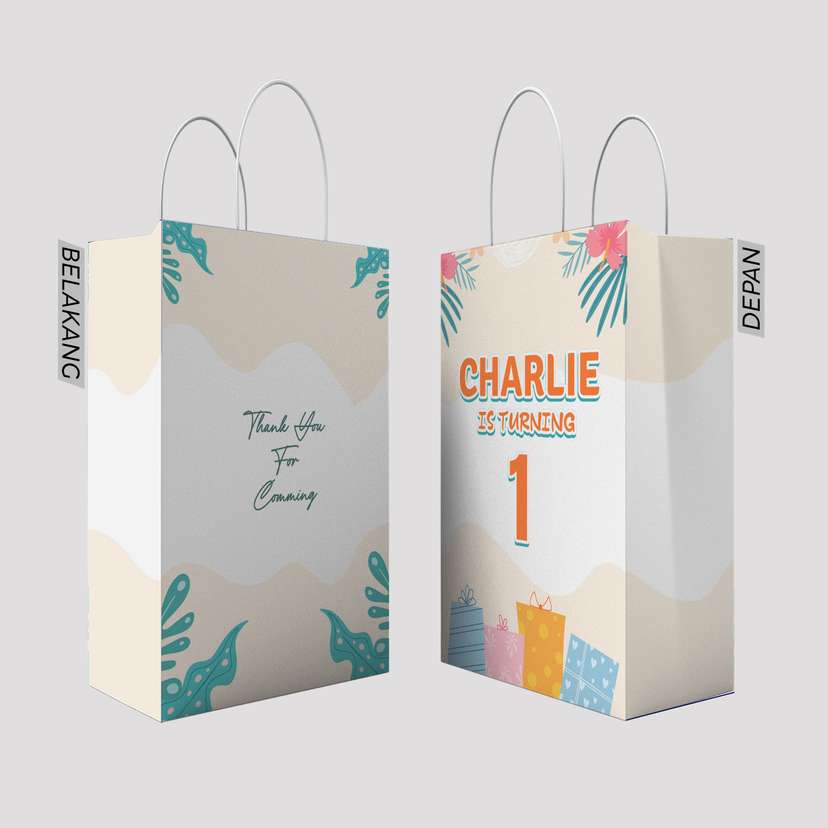 Paper Bag Ulang Tahun Warna Putih Krem - Image 1