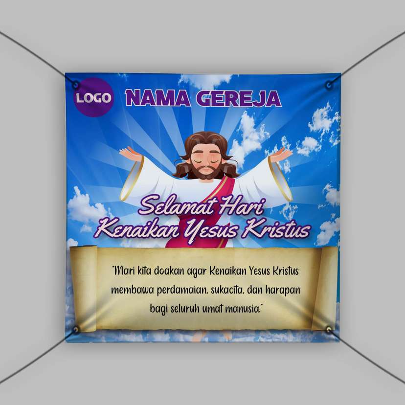 Baliho Kenaikan Yesus Kristus Kartun - Image 1