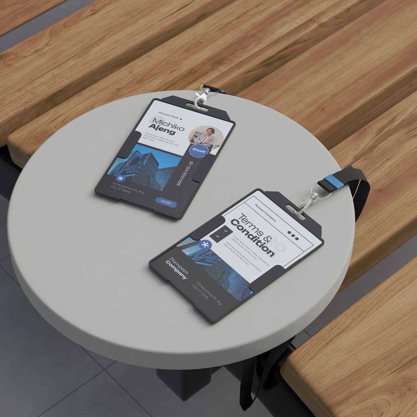 ID Card Karyawan Perusahaan Tema Gelap Aksen Biru Elegan - Image 2